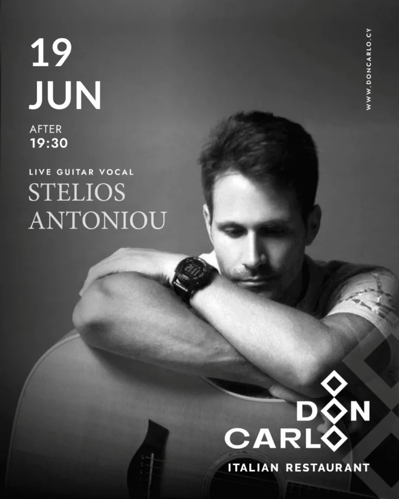 Stelios Antoniou - Live guitar - 19 June after 7-30pm - Don Carlo Restaurant Cyprus